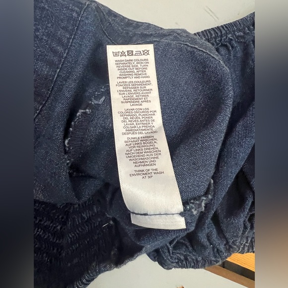 ASOS Design Dark Denim Crop Top with Puff Sleeve Size US 6 - Picture 6 of 9